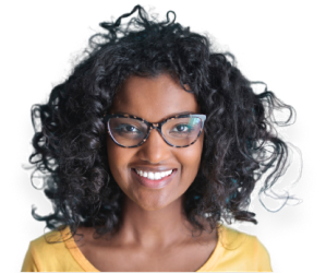 Black girl with curly hair superimposed